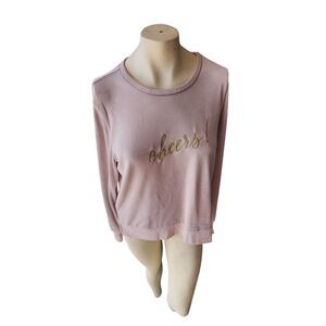 Kate Spade Pajama Top Womens SZ Large Cheers Velour Comfy Winter Novelty Holiday